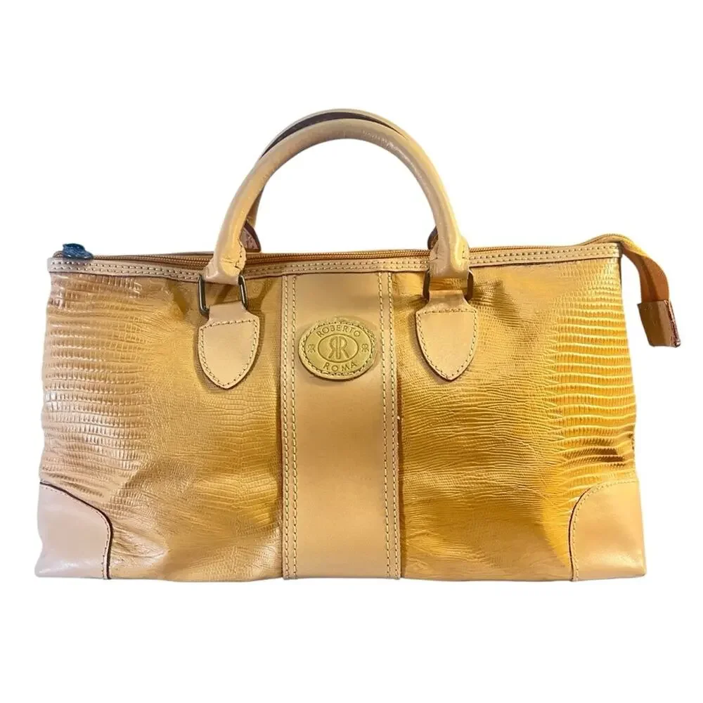 ROBERT ROMO Faux Tan Leather Satchel with Brass Hardware/Like NEW!